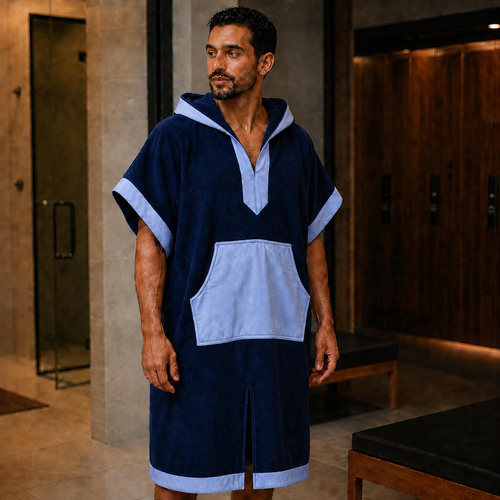 Bleu Atlas — poncho fitness & piscine, vue principale