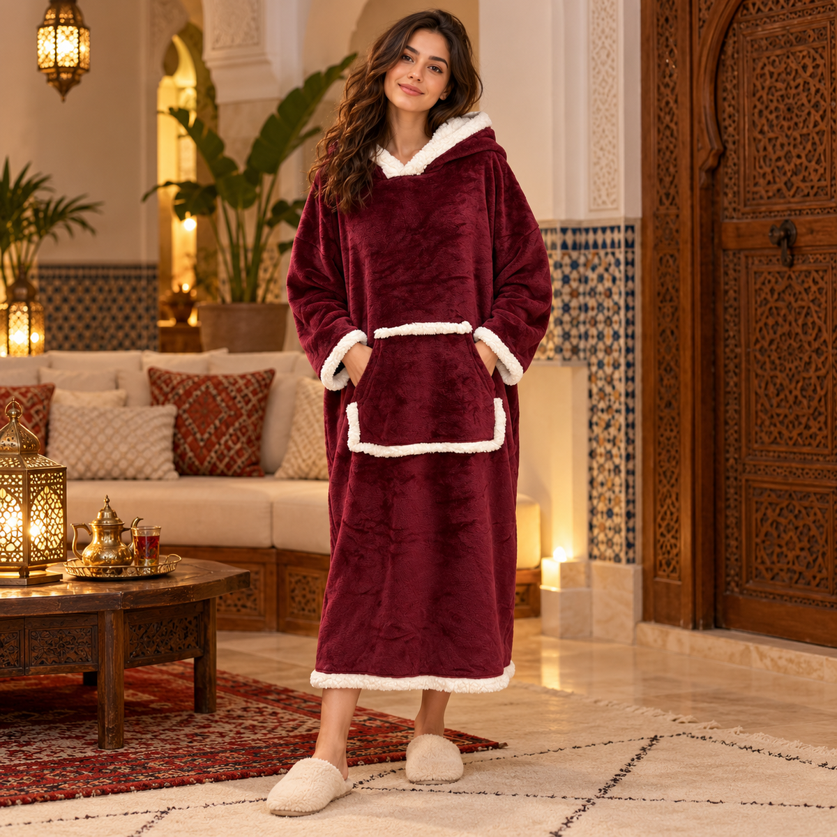 Grenat d’Hiver — poncho mixte grenat, vue principale