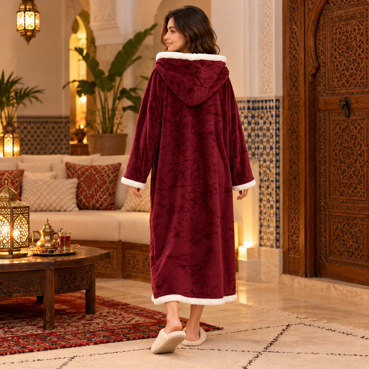 Grenat d’Hiver — poncho mixte grenat, vue dos